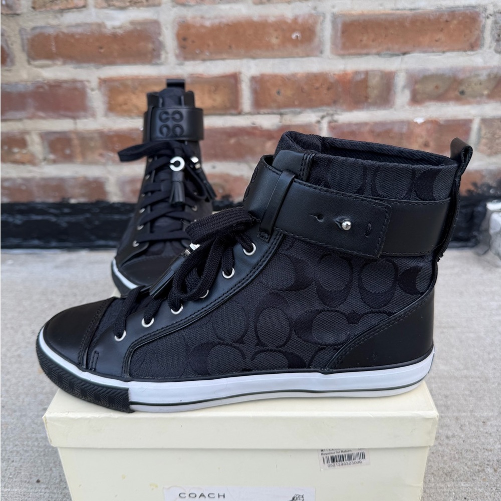 Coach Foster Signature C Black Leather High-Tops